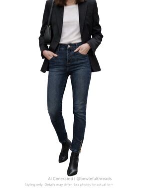 Mango ISA Skinny Jeans Size 4 Dark Wash Ankle Zip Minimalist Chic